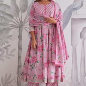 Premium  Pure Cotton Jaipur Printed Anarkali