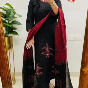 Beautiful pure cotton kurti pant dupatta set